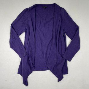 Eileen Fisher Linen Drape Open Cardigan L Purple